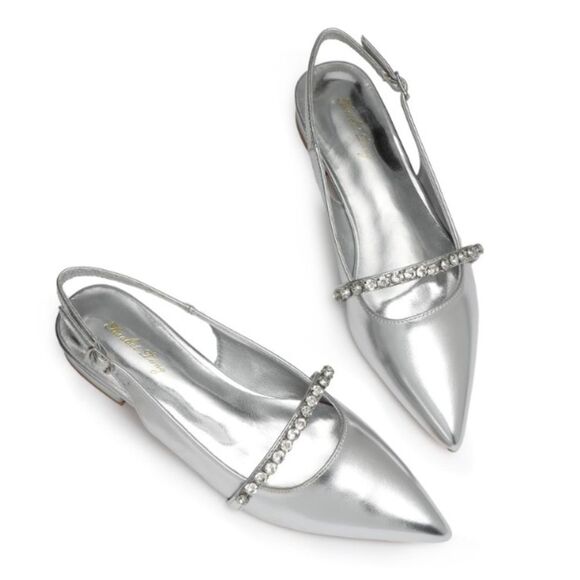 Elisabet Tang Womens Slingback Flats with Rhinestone Pointed Toe size 8 - Picture 1 of 6